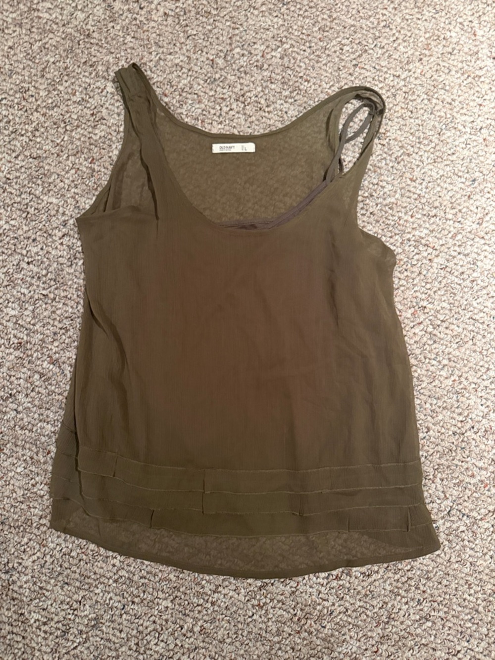 Old Navy Olive Layered-Hem Scoop Tank Top - Picture 1 of 6